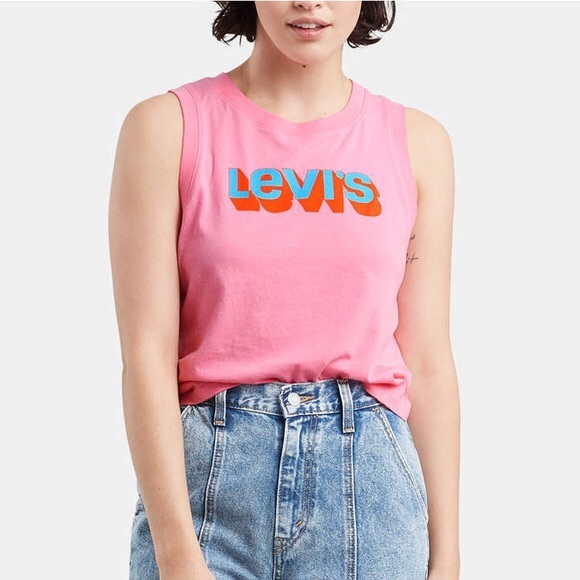 Levi's Tops - NWT Levi’s Graphic Crop Tank Sky Photo Cav…